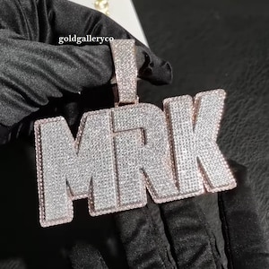 Custom Iced Out MRK Any Letter Pendant 925 Sterling Silver CZ/ Moissanite Diamond / Customized Pendant / Hip Hop Jewelry / Hip Hop Pendant