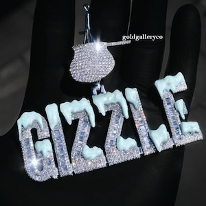 Individueller Iced Out Schnee Effekt GIZZLE Anhänger in 925 Sterling Silber CZ / Moissanit Diamant / Individueller Schmuck / Hip Hop Herren Anhänger