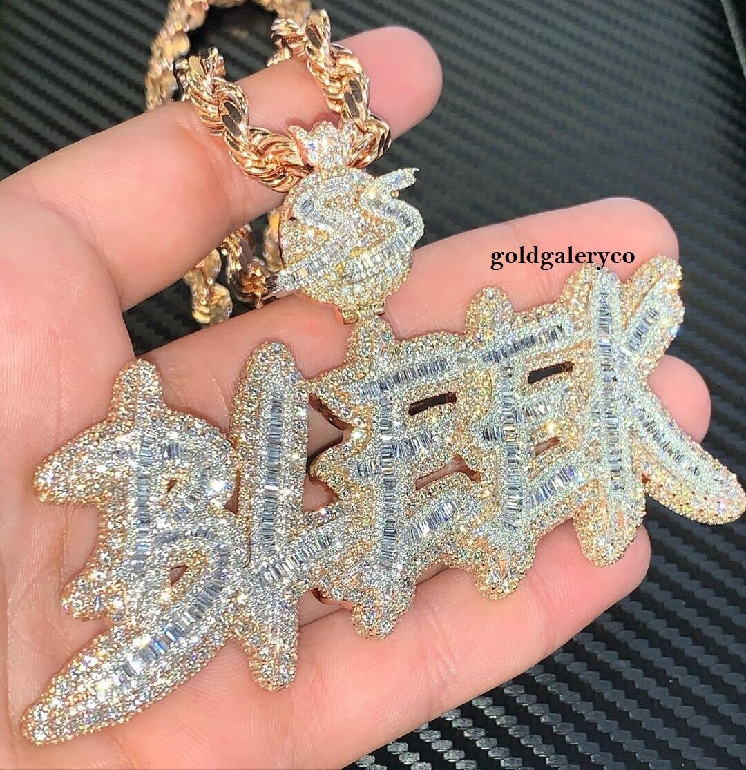 Custom Iced Out Initial Name Pendant in 925 Sterling Silver CZ