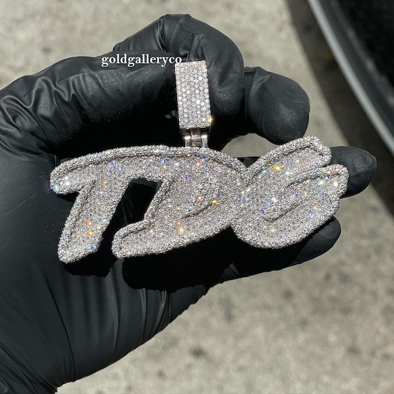 Custom VVS Moissanite Diamond Pendant, Iced Out Pendant, Hip Hop Jewelry, Customize pendant, mens Charm 3.0 Inch Pendant, Pass Tester