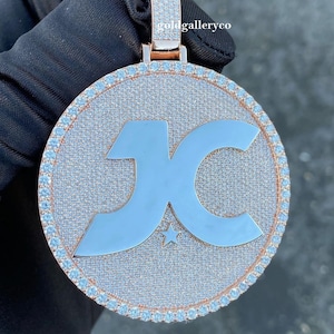 Customized Iced Out JC Name Pendant 925 Sterling Silver CZ/ Moissanite Diamond / Custom Hip Hop Pendant / Customized Jewelry / men&#39;s pendant