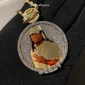 Custom Iced Out Photo Pendant 925 Sterling Silver CZ/ Moissanite Diamond / Customized Photo pendant / Customized hip Hop Jewelry