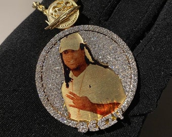 Custom Iced Out Photo Pendant 925 Sterling Silver CZ/ Moissanite Diamond / Customized Photo pendant / Customized hip Hop Jewelry