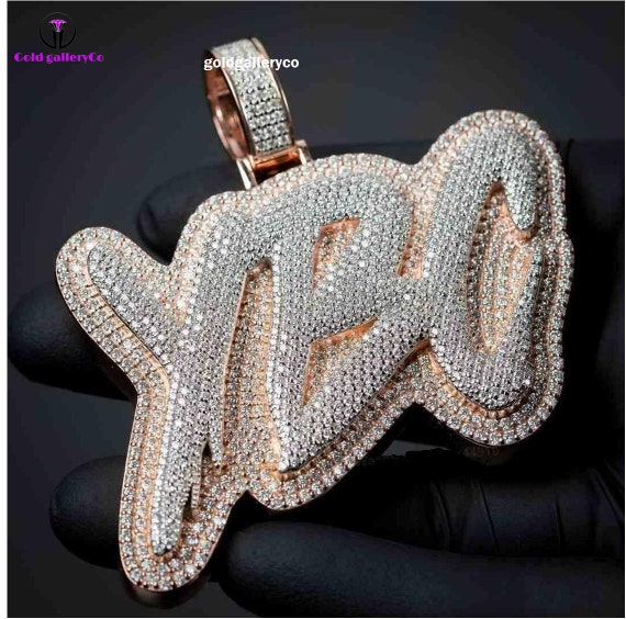 Custom Bubble Letter Name Pendant – Sterling Silver 925, CZ Iced, Pavé Setting, Rapper Bust Down Style