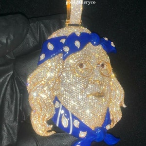 Customized Blue Benjamin Face Pendant 925 Sterling Silver CZ/Moissanite Diamond / Iced Out Pendant / 3D Pendant / Custom Pendant