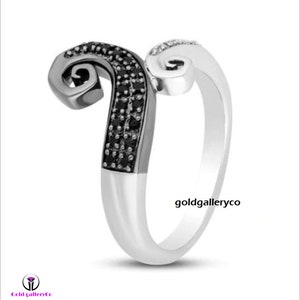 925 Sterling Silver Disney Treasures Nightmare Before Wedding Engagement 1.65 CT Black Round Cut CZ/Moissanite Diamond Wedding Ring