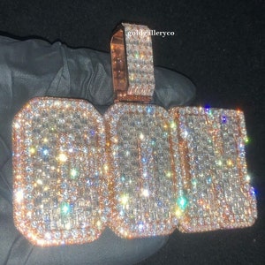 Custom VVS Emerald Cut Moissanite Diamond Pendant In 925 Silver, Customize Iced Out Jewelry, Hip Hop Pendant, Rapper pendant, Pass Tester
