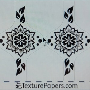May include: Six black and white henna tattoo designs on a white background. The designs feature a floral motif with leaves and dots. The designs are approximately 2 inches wide and 3 inches tall. The text "Design 100576" is printed at the bottom of the image.