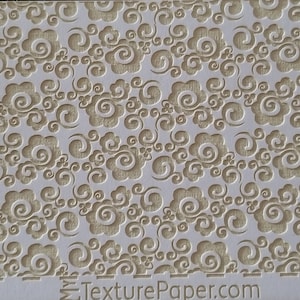 May include: White embossed paper with a repeating pattern of swirls and flowers. The paper has a subtle texture and a light beige background. The text "Design 100116" is printed in the bottom right corner.