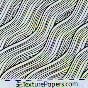 Op de afbeelding: Zwart-wit abstract patroon met golvende lijnen. Het patroon wordt herhaald over de hele afbeelding. De tekst "TexturePapers.com" en "Design 100413" staat onderaan de afbeelding.