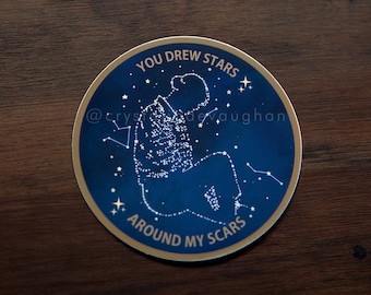 Adesivo estrelas ao redor das minhas cicatrizes