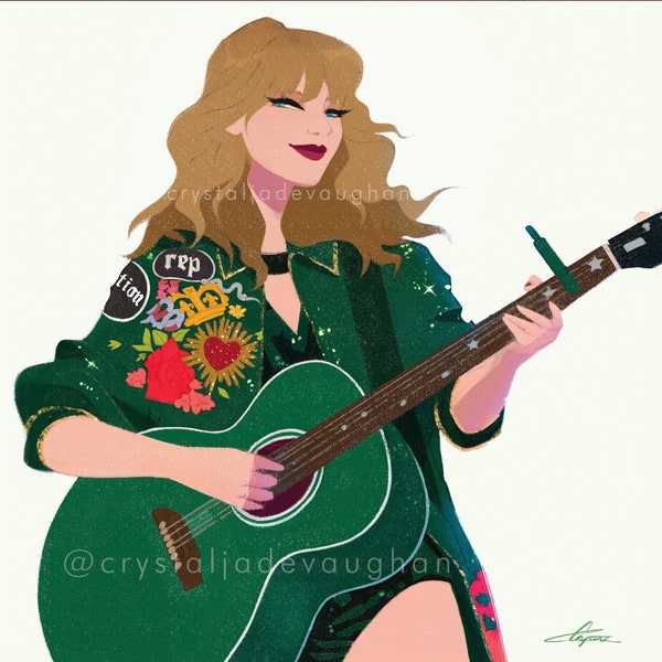 Estampado de la chaqueta verde Taylor Swift