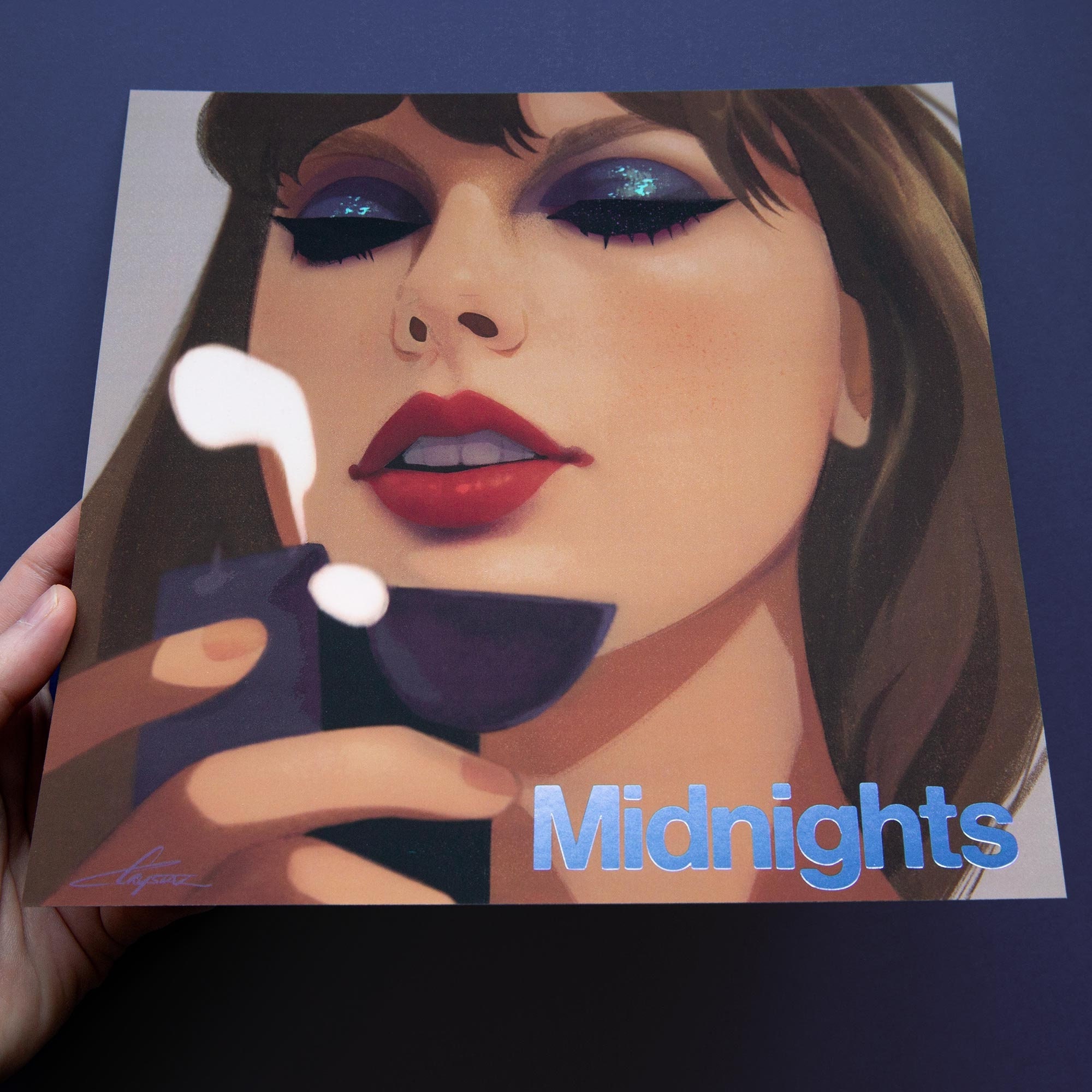 Taylor Swift Midnights Fine Art Print. Silver Foil 