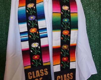 Floral Embroidered Sarape Mexican Graduation Stole.Graduation stash. Mexican graduation stash. graduation stole .Class of 2024. Floral stole