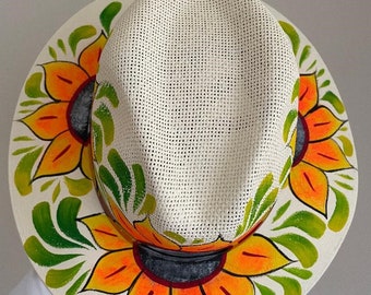 Hand-painted Sunflower Hat, Artisanal Mexican Jute Hat - Etsy display picture 3