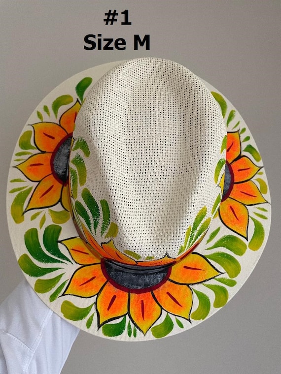 Hand-painted Sunflower Hat, Artisanal Mexican Jute Hat - Etsy display picture 2