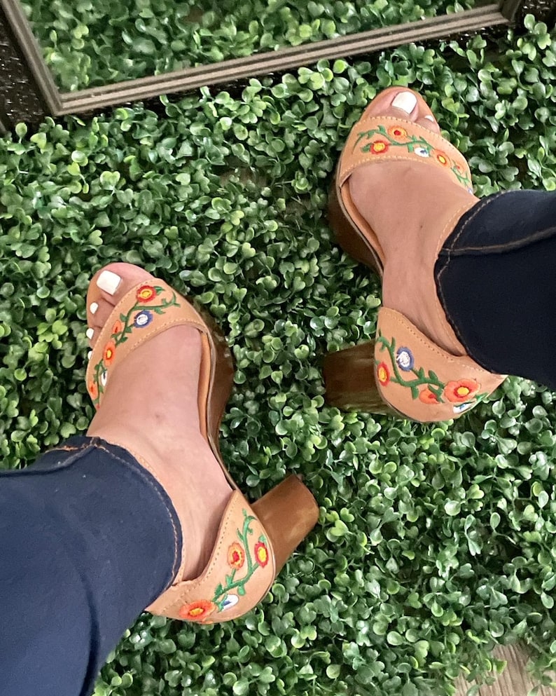 Mexican High Heel Mexican Style Heels Huaraches Embroidered Etsy