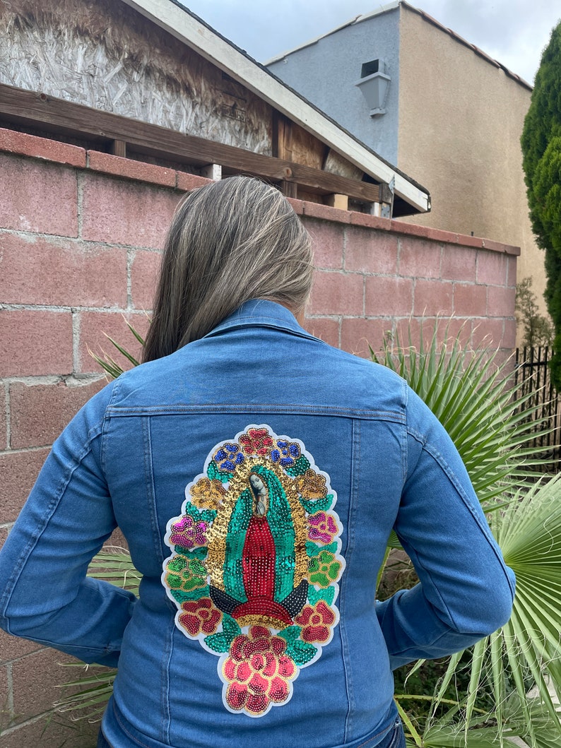 Virgen De Guadalupe Embroidered Jacket. Mexican Embroidered Etsy