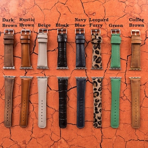 Leather Apple Watch Band 38mm 40mm 41mm 42mm 44mm 45mm, men/women iWatch Bracelet for Series 7 6 5 4 3 2 1 & SE, Apple Watch Strap Gift