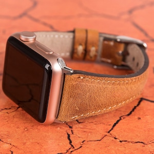 Leather Apple Watch Band 38mm 40mm 41mm 42mm 44mm 45mm, Personalized iWatch Bracelet Series 7 6 5 4 3 2 1 & SE, Best Apple Watch Armband