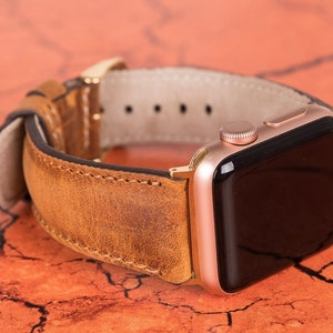 Leather Apple Watch Band 38mm 40mm 41mm 42mm 44mm 45mm, Personalization iWatch Bracelet for 7 6 5 4 3 2 1 & SE, Engraved Apple Watch Armband