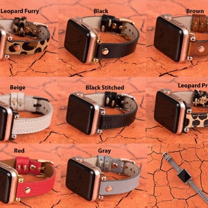 Leather Apple Watch Band 38mm 40mm 41mm 42mm 44mm 45mm, Personalized women Thin iWatch Bracelet Series 7 6 5 4 3 2 1 & SE, Apple iWatch Band