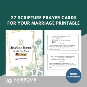 27 tarjetas de oración bíblicas para tu matrimonio imprimibles / Incluye 27 tarjetas de oración, cada una con un versículo bíblico y una oración guiada