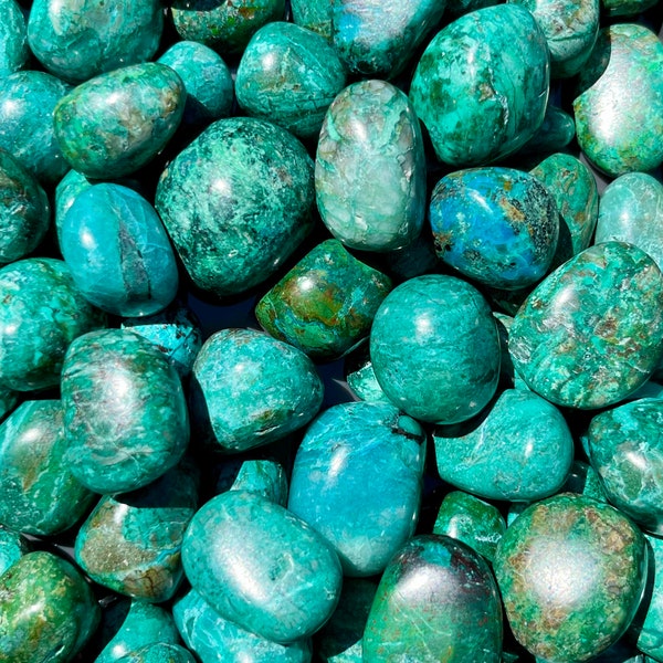 ONE Powerful Quantum Quattro Tumble * Chrysocolla, Malachite, Quartz,  Dioptase, & Shattuckite from Namibia * Metaphysical