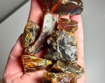 Raw Cherry Amber from Indonesia * Fossil Tree Resin * UV Reactive Blue