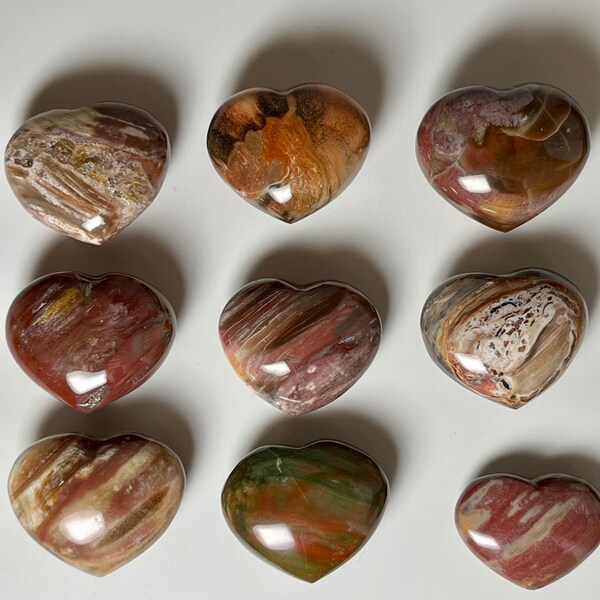 ONE Colorful Petrified Wood Heart from Madagascar * Fossil * Metaphysical *