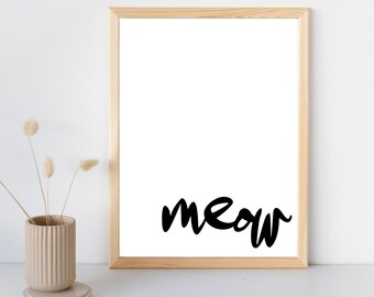 Cat Wall Art, Cat Sign, Greeting, Meow, Gift for Cat Lovers, Cat Gift, Kitten Wall Art