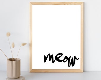 Cat Wall Art, Cat Sign, Greeting, Meow, Gift for Cat Lovers, Cat Gift, Kitten Wall Art