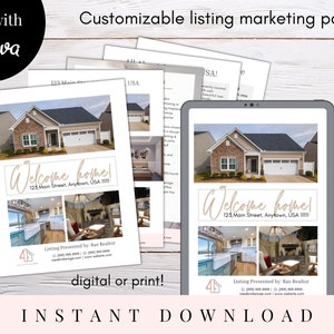 Listing Marketing, Just Listed Printable Flyer, New Listing Packet, Real Estate Marketing Flyer, PDF, Customizable Instant Download