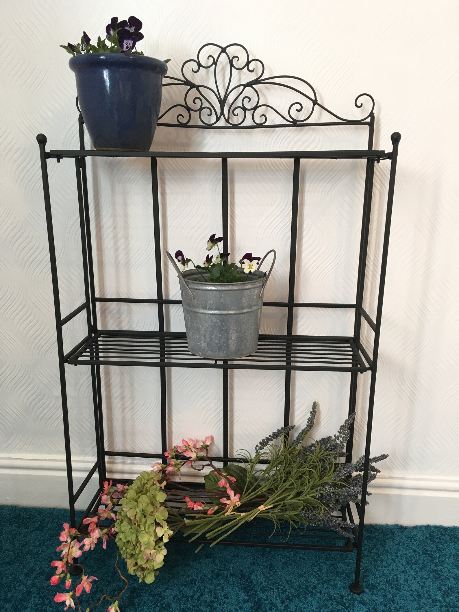 Shabby Chic Metal Shelf Unit Freestanding Storage Folding Shop Etsy