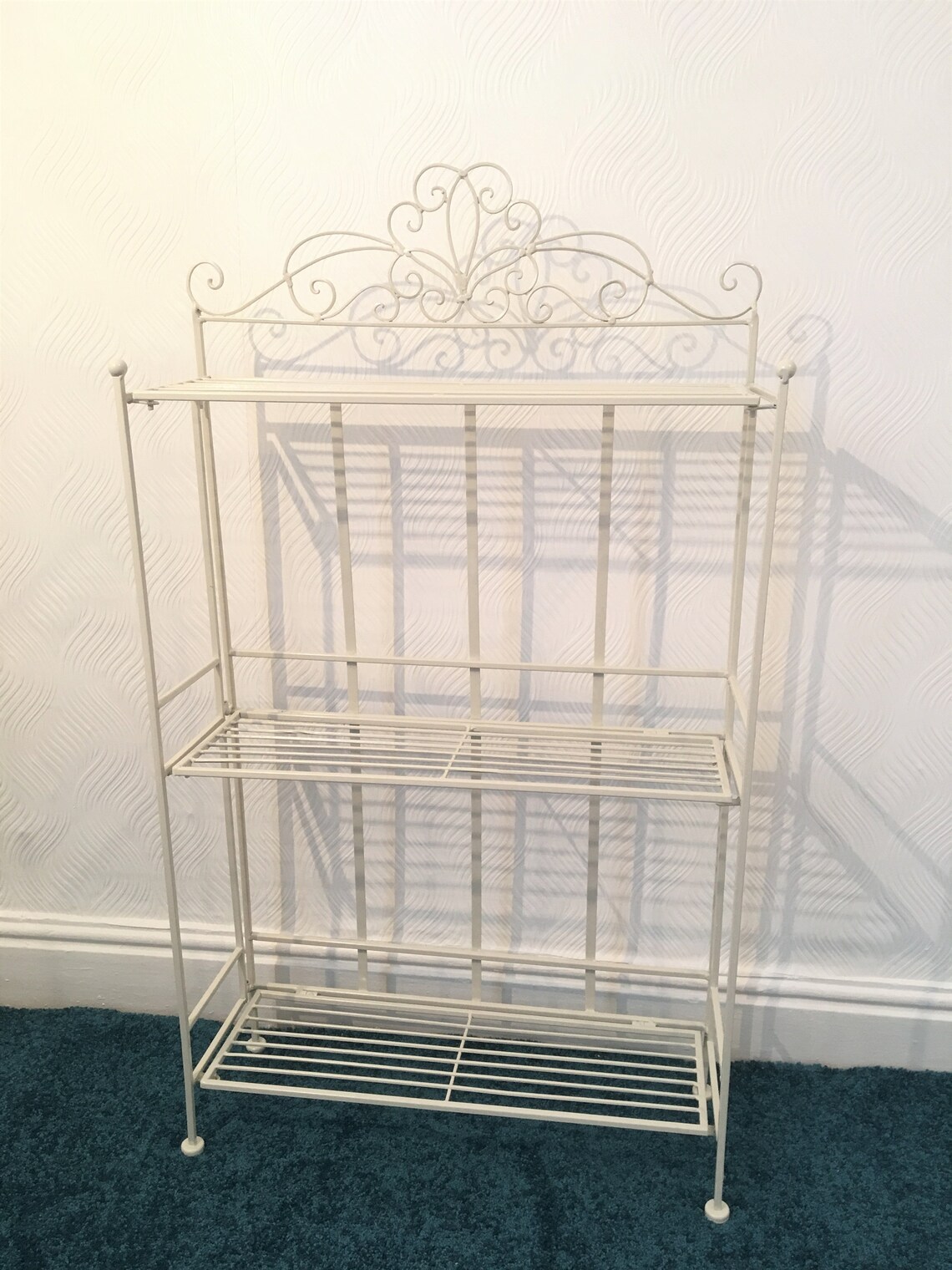 Shabby Chic Metal Shelf Unit Freestanding Storage Folding Shop Etsy