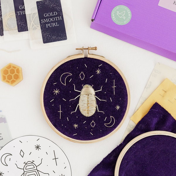 Goldwork Embroidery Kit (Beginner-Friendly!) with display hoop