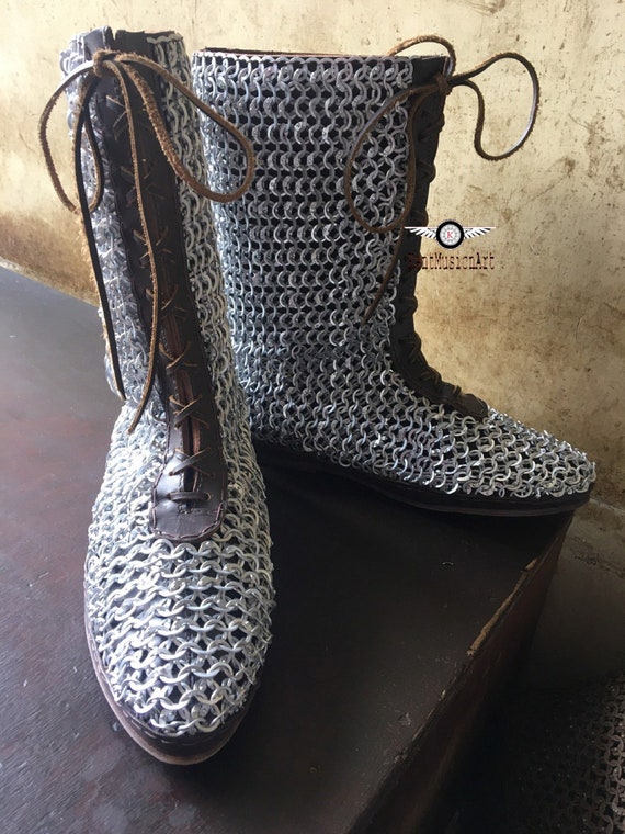 Medieval Chainmail Boots Chainmail Shoes 9 Mm Flat Ring All Ring