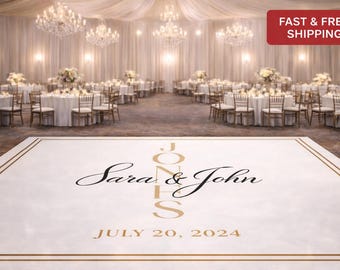 Custom Wedding Decal Dance Floor Wrap Gloss Removable Vinyl. Monogram Print and Vinyl to cover the entire dancefloor. Wedding logo design