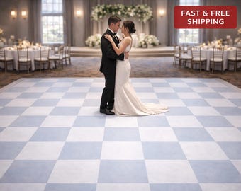 Full print. Custom Wedding Decal Dance Floor Wrap Gloss Removable Vinyl. Monogram Print. Checkerboard design. Wedding logo. Free shipping!