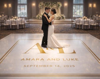 Custom Wedding Decal Dance Floor Wrap Gloss Removable Vinyl. Monogram Print and Vinyl to cover the entire dancefloor. Wedding logo design