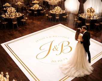 Custom Wedding Dance Floor Wrap | Self Stick Dance Floor | Gold Monogram Vinyl Floor Decal | Reception Dance Floor | Wedding Decor