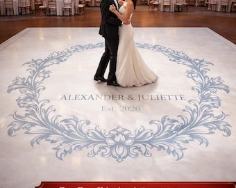 Custom Wedding Decal Dance Floor Wrap Gloss Removable Vinyl. Monogram Print and Vinyl to cover the entire dancefloor. Wedding logo design
