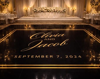 Custom Wedding Decal Dance Floor Wrap Gloss Removable Vinyl. Monogram Print and Vinyl to cover the entire dancefloor. Wedding logo design