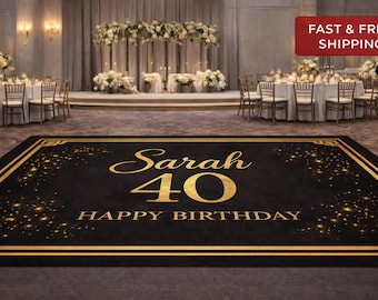 Customizable Birthday Decal Dance Floor Wrap. Removable Vinyl. Covers entire dancefloor. Birthday Gloss/Matte Floor Wrap. Free Shipping
