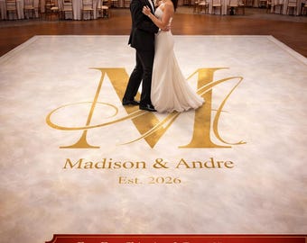 Custom Wedding Decal Dance Floor Wrap Gloss Removable Vinyl. Monogram Print and Vinyl to cover the entire dancefloor. Wedding logo design