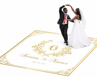 Custom Wedding Decal Dance Floor Wrap Gloss Removable Vinyl. Monogram Print and Vinyl to cover the entire dancefloor. Wedding logo design