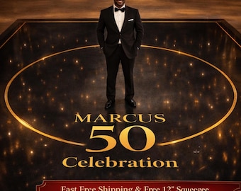 Custom Birthday Dance Floor Wrap, Removable Vinyl Floor Decal, Gloss or Matte Full Dance Floor Cover, Free Shipping