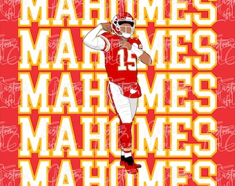 Patrick Mahomes | Voetbal Kansas City Chiefs | Digitale download | DTF | Afdrukken | Kleding