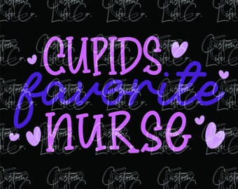 Cupido's favoriete verpleegster | Paars | Valentijnsdag | Digitale download | DTF | Afdrukken | Kleding