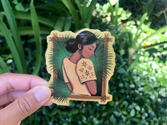 Filipiniana Brushed Gold Sticker - Pinay Pride Decal - Philippines Art - Filipina Waterproof Sticker